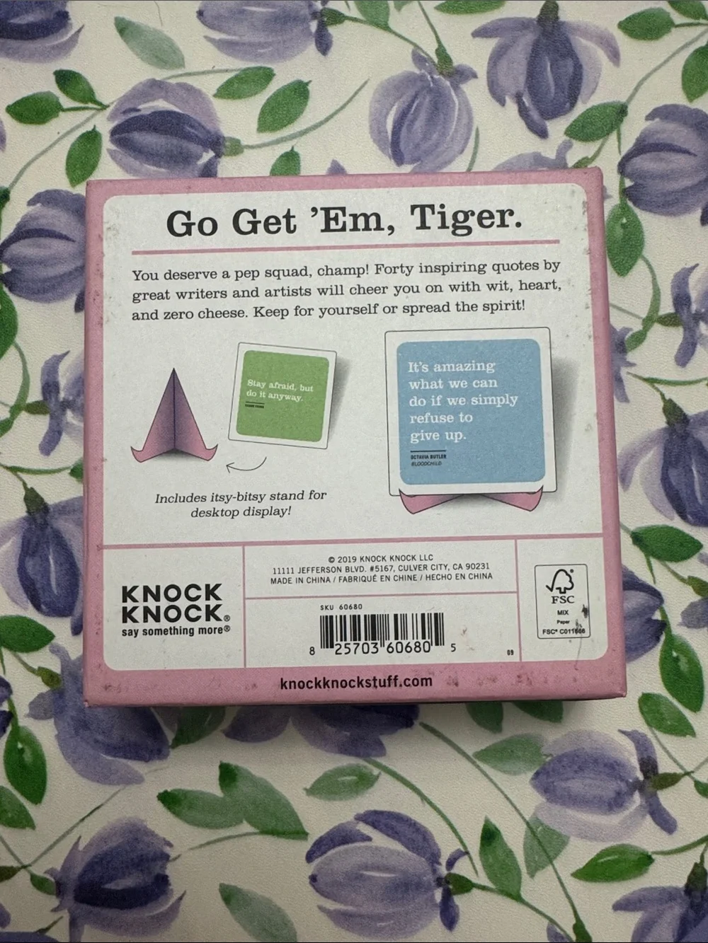 Knock Knock Crush Your Goals Quote Cards - Green Box with Pink Text